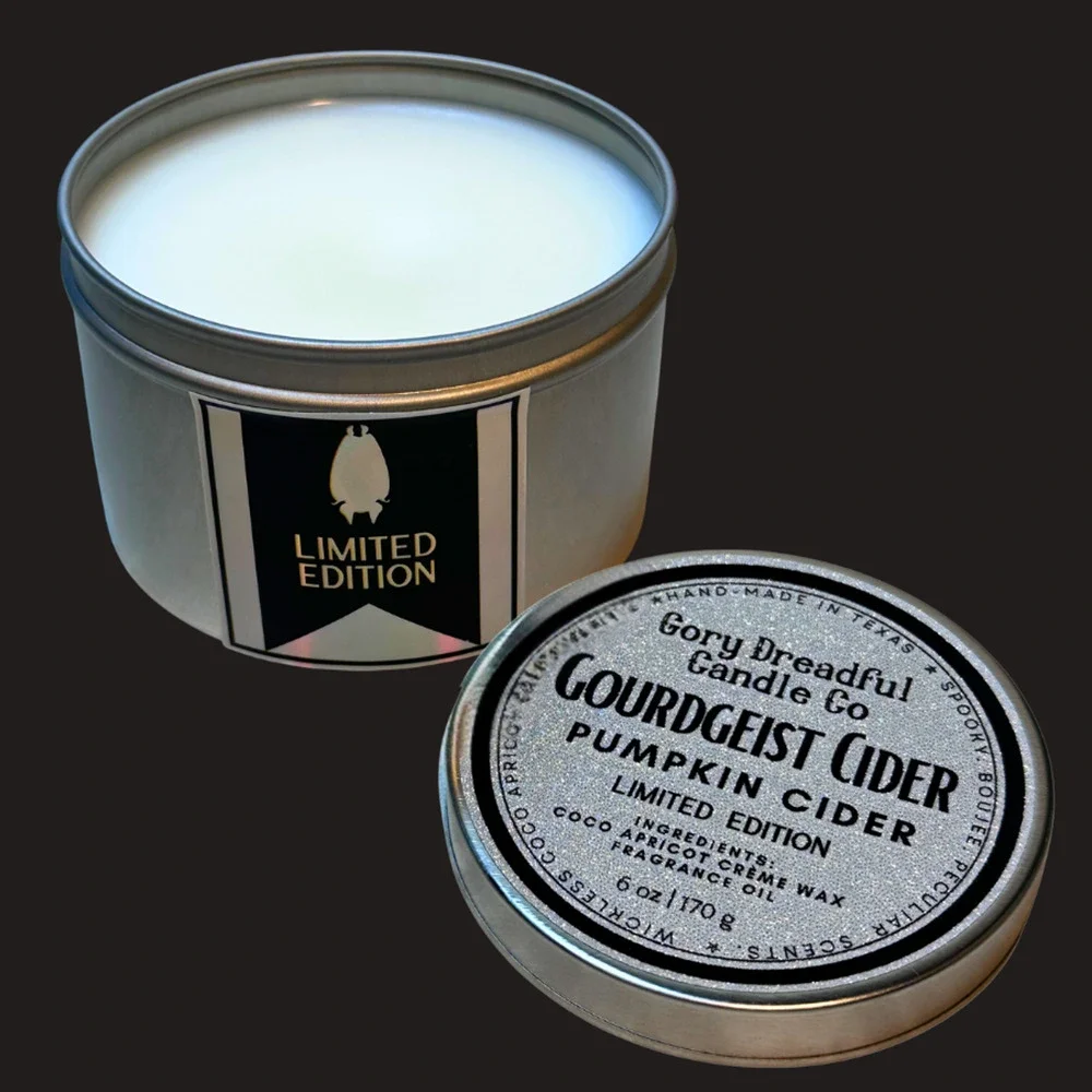 Gourdgeist Cider Wickless Candle Tin: Spiced Pumpkin Cider Scent
